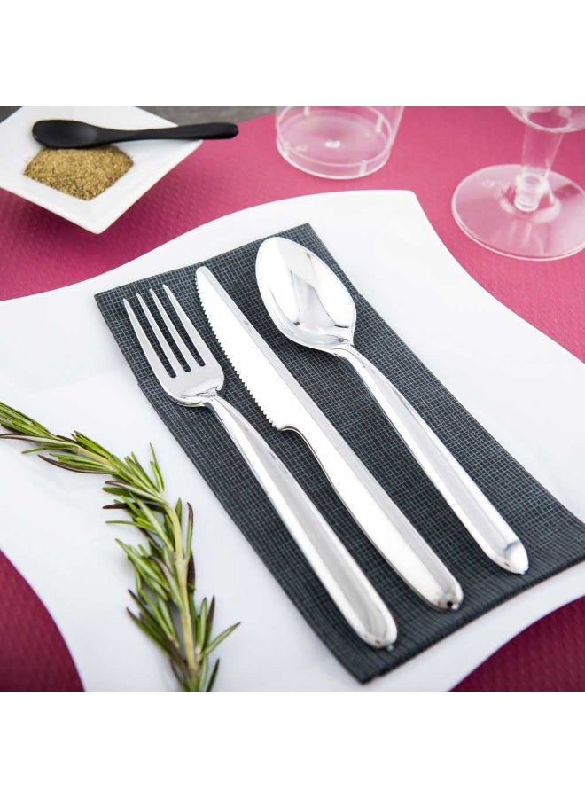 Restaurantware Moderna 7.3 Inch Disposable Knives, 250 Recyclable Plastic Knives - Crack-Resistant, For All Types Of Meals, Silver Plastic Cutlery - Image 3
