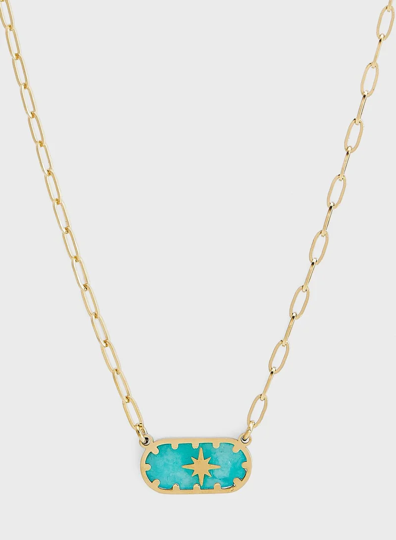 Lady Mauve INDIGO GOLD OVAL TURQUOISE STAR LINK NECKLACE