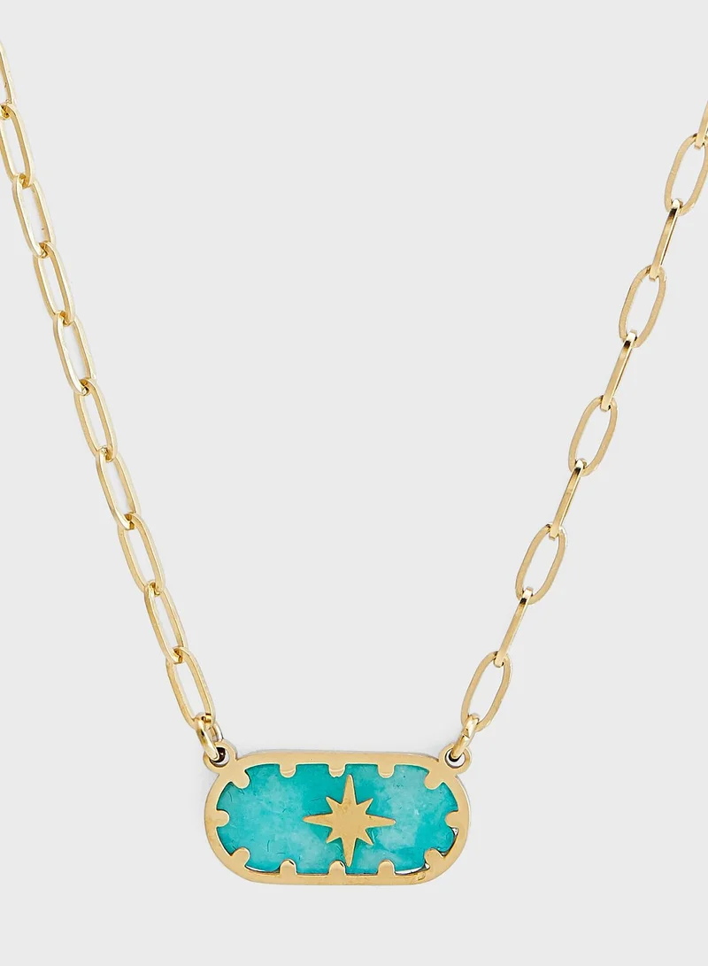 Lady Mauve INDIGO GOLD OVAL TURQUOISE STAR LINK NECKLACE