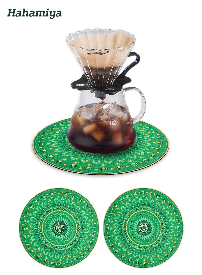 هامية مجموعة من 2 قاعدة أكواب قهوة مستديرة من التراب الدياتومي 20x20 سم حصائر مقاومة للرطوبة وسريعة الامتصاص حصائر حماية طاولة صديقة للبيئة مناسبة لأكواب القهوة وأكواب الشاي والأواني الزجاجية - Image 1