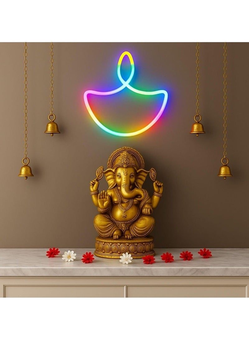 ZAYO LED Diya Lights, Decorative Diya Fairy Lights for Diwali Home Decoration, Festival, Color Changing Diya String Light, Multicolour 30CM - Image 2