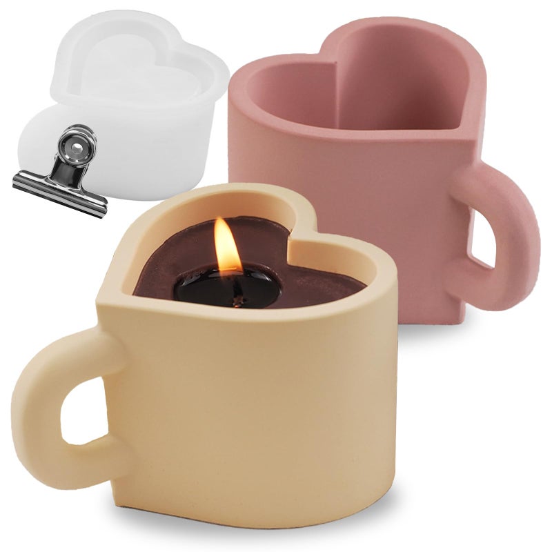 Japleed Heart Shape Silicone Jar Molds, Unique Container Storage Candle Vessels Resin Concrete Cement Molds, Silicone Irregular Resin Box Jewelry Trinket Holder Plant Pot Craft Valentine Decor Mold - Image 1