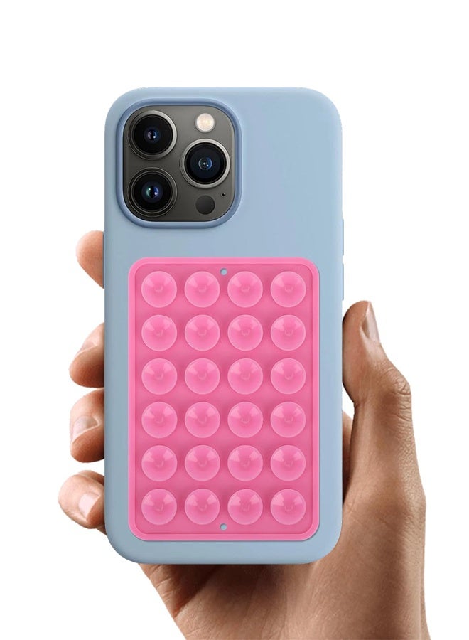 1 Piece Pink Model, Adsorption Phone Case Holder (10cm*6.5cm), Silicone Adsorption Cell Phone Accessories for iPhone and Android, Hands-free Toy Mirror, Shower Phone Holder, Tiktok Video and Selfie.  - Image 1