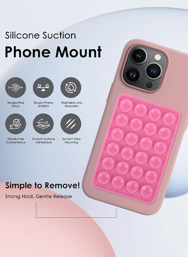 1 Piece Pink Model, Adsorption Phone Case Holder (10cm*6.5cm), Silicone Adsorption Cell Phone Accessories for iPhone and Android, Hands-free Toy Mirror, Shower Phone Holder, Tiktok Video and Selfie.  - Image 3
