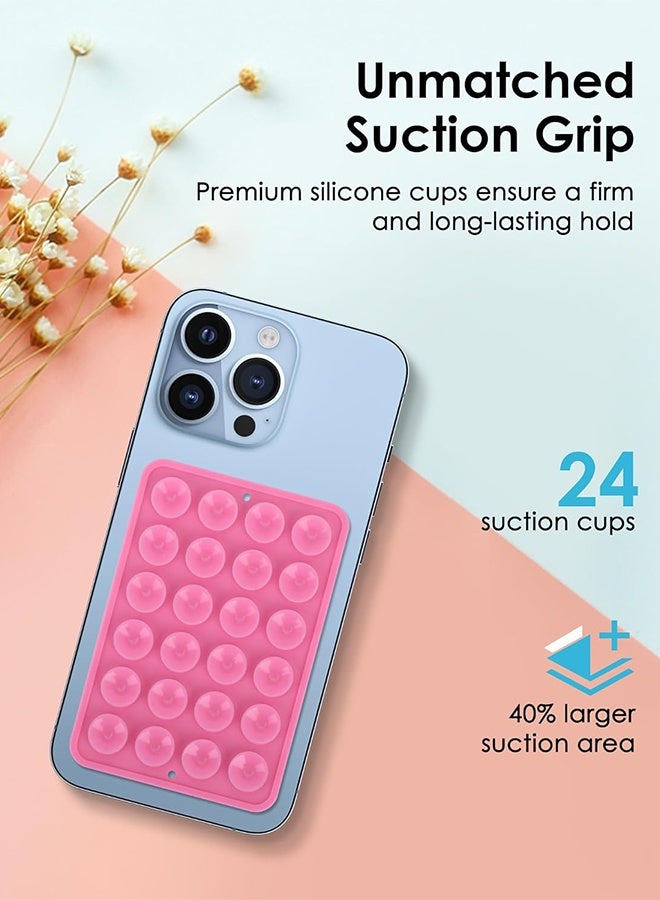 1 Piece Pink Model, Adsorption Phone Case Holder (10cm*6.5cm), Silicone Adsorption Cell Phone Accessories for iPhone and Android, Hands-free Toy Mirror, Shower Phone Holder, Tiktok Video and Selfie.  - Image 4