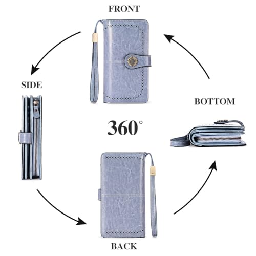 SENDEFN Wallets for Women Leather Credit Card Holder with RFID Blocking Large Capacity Wristlet - Image 4