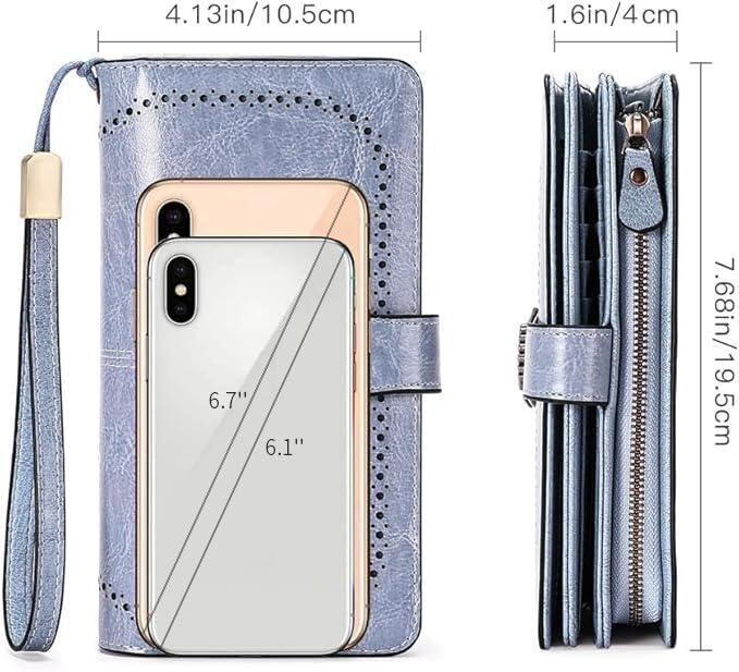 SENDEFN Wallets for Women Leather Credit Card Holder with RFID Blocking Large Capacity Wristlet - Image 5