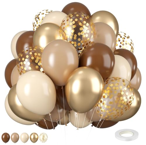 Biapian Retro Brown Cream Metallic Sand Gold Balloons 12 Inch Perfect for Birthday Baby Shower Wedding Boho Decorations - Image 1