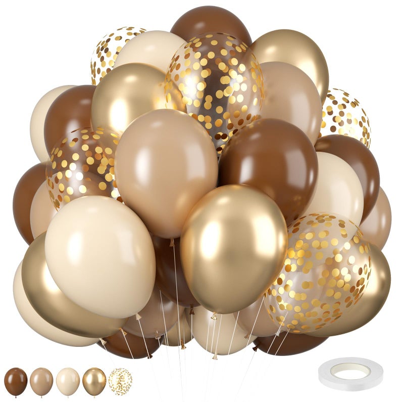 Biapian Retro Brown Cream Metallic Sand Gold Balloons 12 Inch Perfect for Birthday Baby Shower Wedding Boho Decorations - Image 2