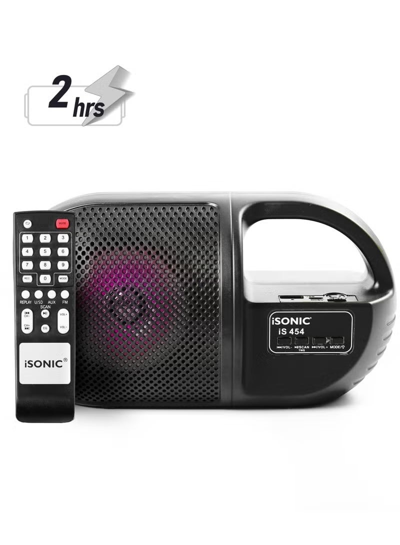 iSONIC مكبر صوت بلوتوث محمول iSONIC IS-454 بقوة 10 واط مع USB، بطاقة TF، AUX وراديو FM – مكبر صوت لاسلكي مدمج بصوت قوي - Image 1