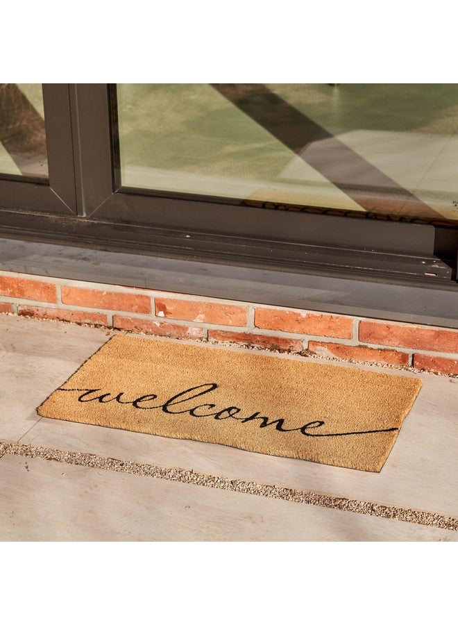 KANKUN Coco Coir Door Mat with Heavy Duty Backing, Welcome Doormat (17" x 30"), Doormat Entrance (Welcome1) - Image 1