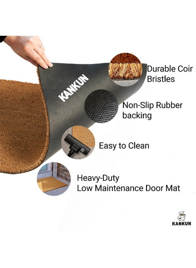 KANKUN Coco Coir Door Mat with Heavy Duty Backing, Welcome Doormat (17" x 30"), Doormat Entrance (Welcome1) - Image 3