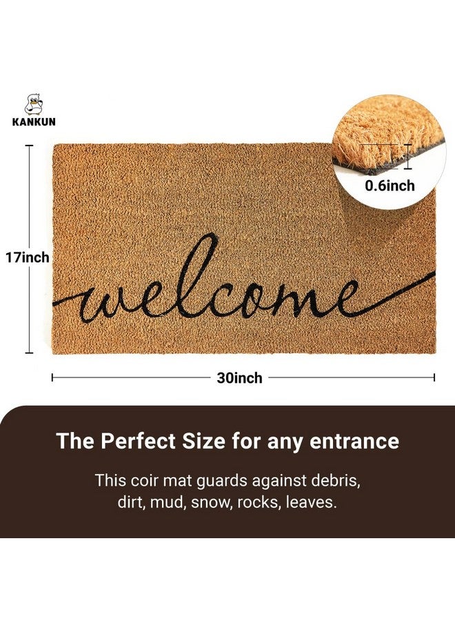 KANKUN Coco Coir Door Mat with Heavy Duty Backing, Welcome Doormat (17" x 30"), Doormat Entrance (Welcome1) - Image 2