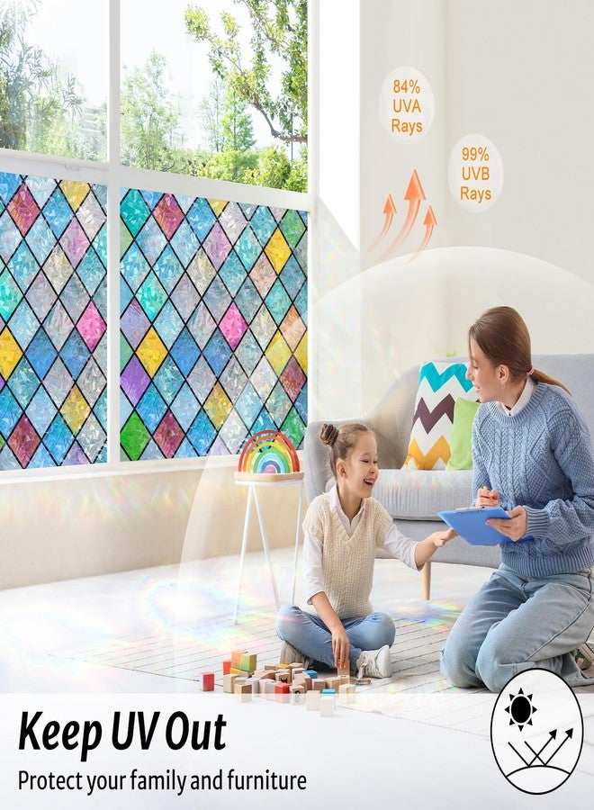 Rabbitgoo فيلم زجاج ملون من رابتغو - فيلم قوس قزح - ملصق خصوصية ثلاثي الأبعاد مزخرف - ملصقات نوافذ شبكية ملونة - ملصقات ثابتة لجذب الشمس للمنزل 17.5"×78.7" - Image 4