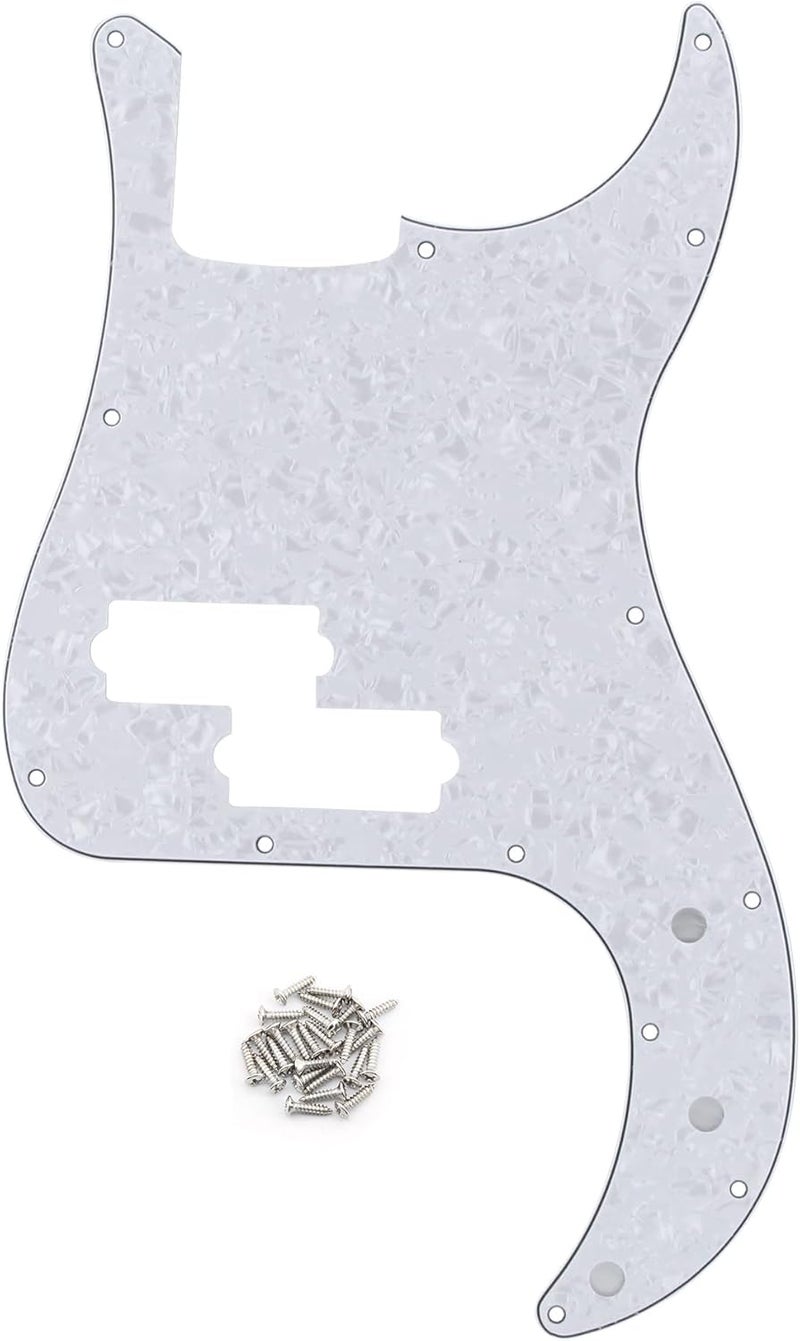 FLEOR P Bass Pickguard Guitar Scratch Plate Pick Guard for 4 String American/Mexican Standard P Bass Style, 4Ply White Pearl - Image 1