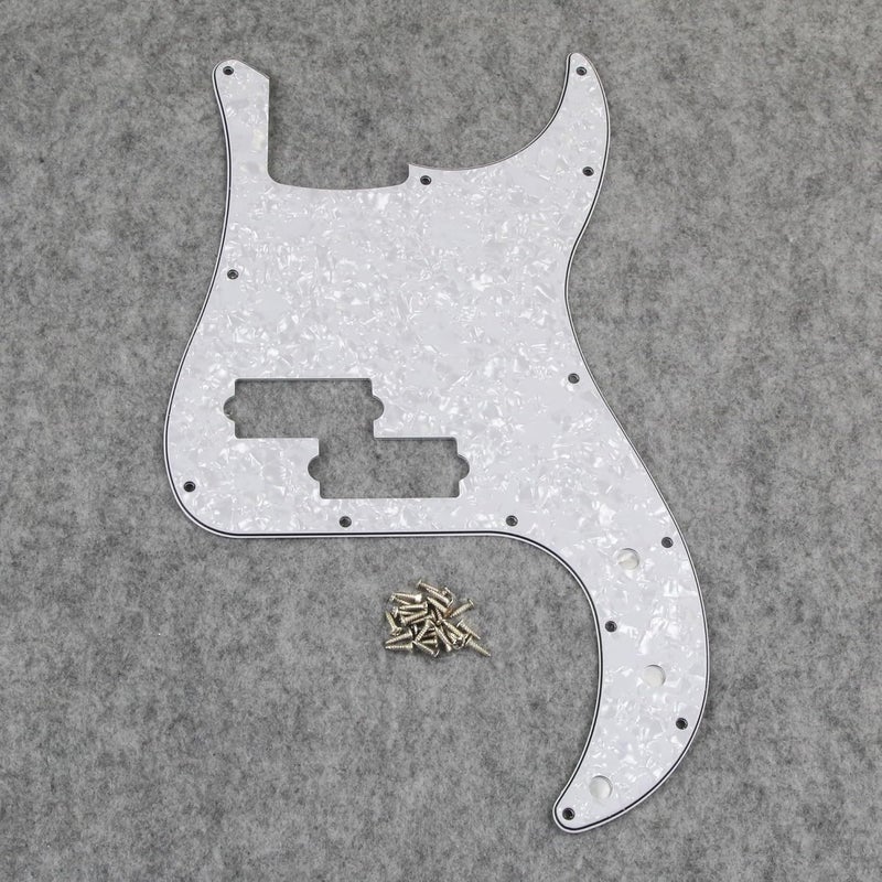 FLEOR P Bass Pickguard Guitar Scratch Plate Pick Guard for 4 String American/Mexican Standard P Bass Style, 4Ply White Pearl - Image 3