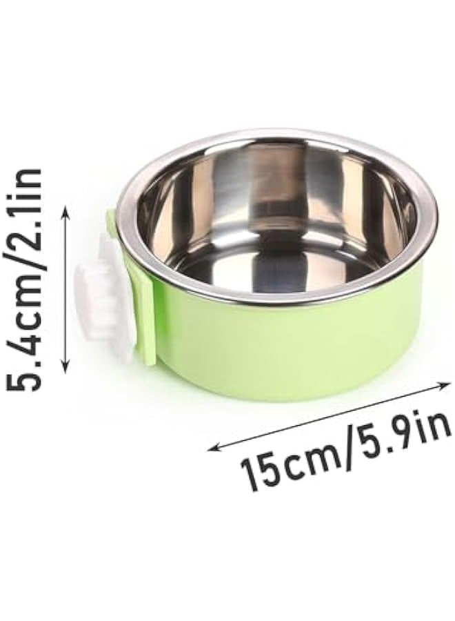 kathson Crate Dog Bowl, Removable Stainless Steel Hanging Pet Cage Bowl Food & Water Feeder Coop Cup for Cat, Puppy, Birds, Rats,  s 2pcs(Blue,Pink)  - Image 1