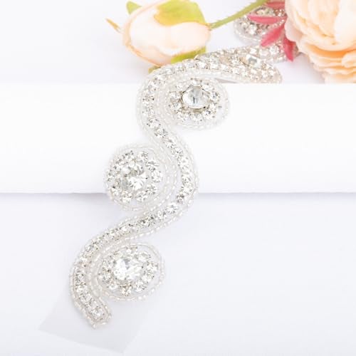 ShiDianYi Rhinestone Bridal Sash, Wedding Dress Belt, Silver Rhinestone Belts for Dresses, Bridal Belt for Wedding Gown - Image 5