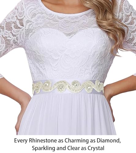 ShiDianYi Rhinestone Bridal Sash, Wedding Dress Belt, Silver Rhinestone Belts for Dresses, Bridal Belt for Wedding Gown - Image 4