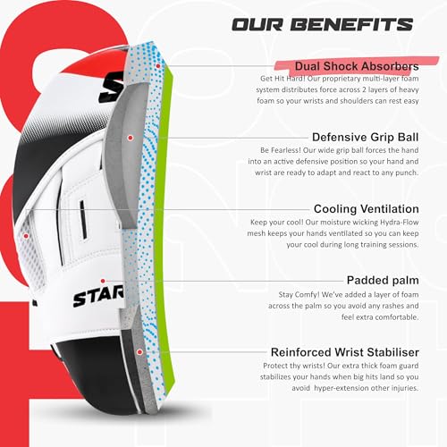 Starpro Boxing Pads – Ventilated Hook & Jab Training Mitts for Muay Thai Kickboxing MMA - Image 3