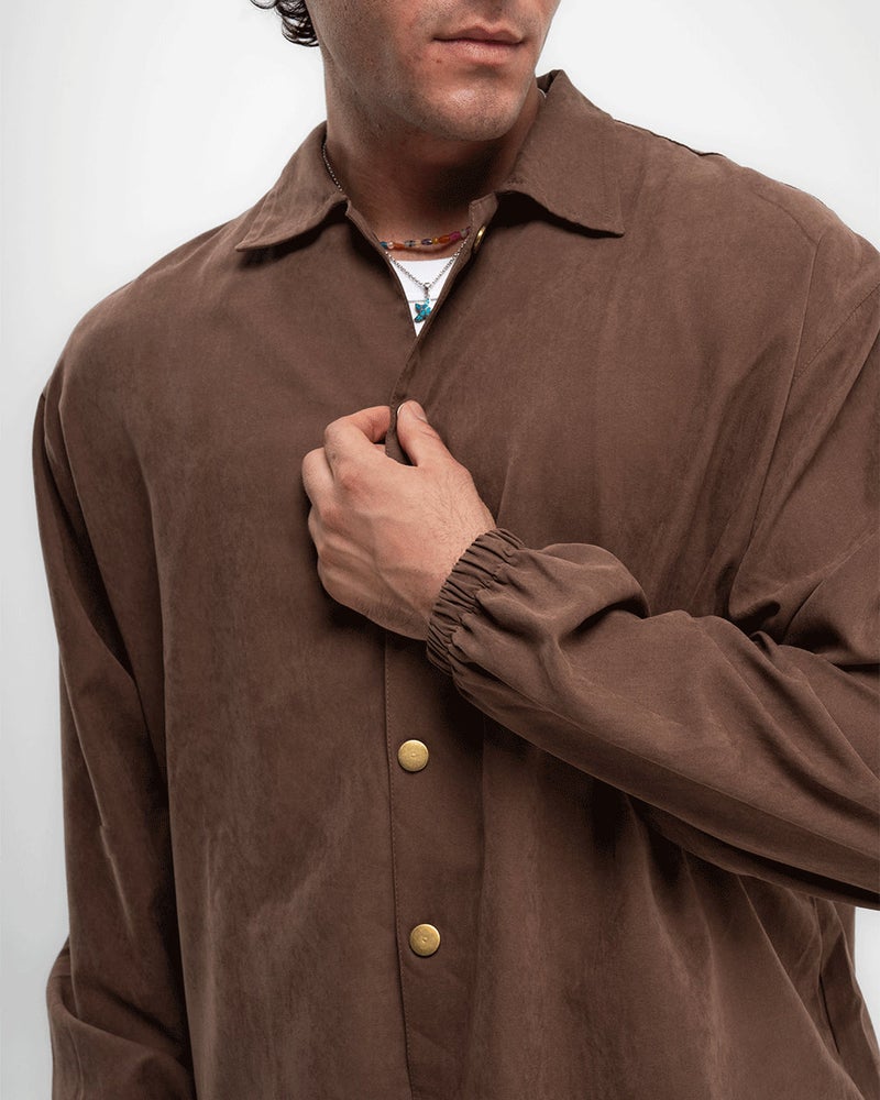 In Your Shoe Brown Oversized Textured Windbreaker - Image 3