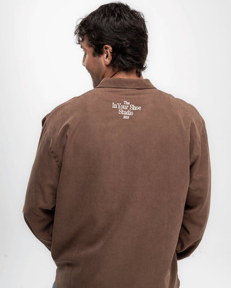 In Your Shoe Brown Oversized Textured Windbreaker - Image 5