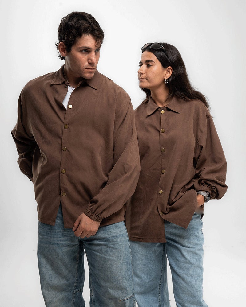 In Your Shoe Brown Oversized Textured Windbreaker - Image 4