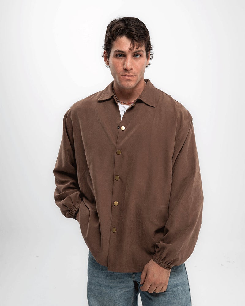 In Your Shoe Brown Oversized Textured Windbreaker - Image 2