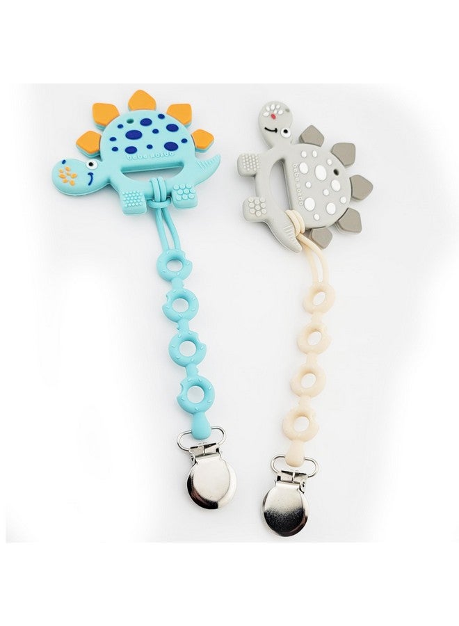 Bebe Mondo Dinosaur Teething Toys Teethers with Pacifier Clip for Infant Baby Newborn Babies 3-6-12 Months BPA Free 6 to 12 Months & Up- Baby Teether, Baby Gift, Freezer Safe, USA Patent Pending - Image 3