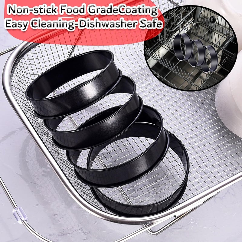DATANYA 16Packs Crumpet Rings NONSTICK English Muffin Rings 4 Inch - Stainless Steel Double Rolled Tart Rings Upgrade Round Metal Cooking Pastry Ring Molds for baking - Image 4