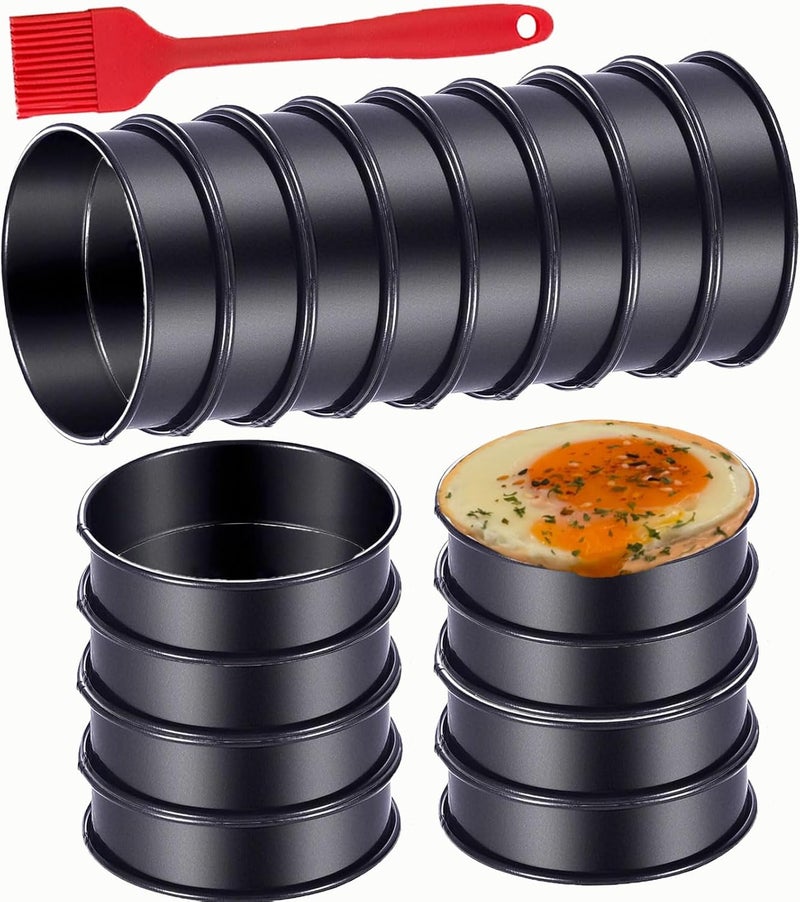 DATANYA 16Packs Crumpet Rings NONSTICK English Muffin Rings 4 Inch - Stainless Steel Double Rolled Tart Rings Upgrade Round Metal Cooking Pastry Ring Molds for baking - Image 1