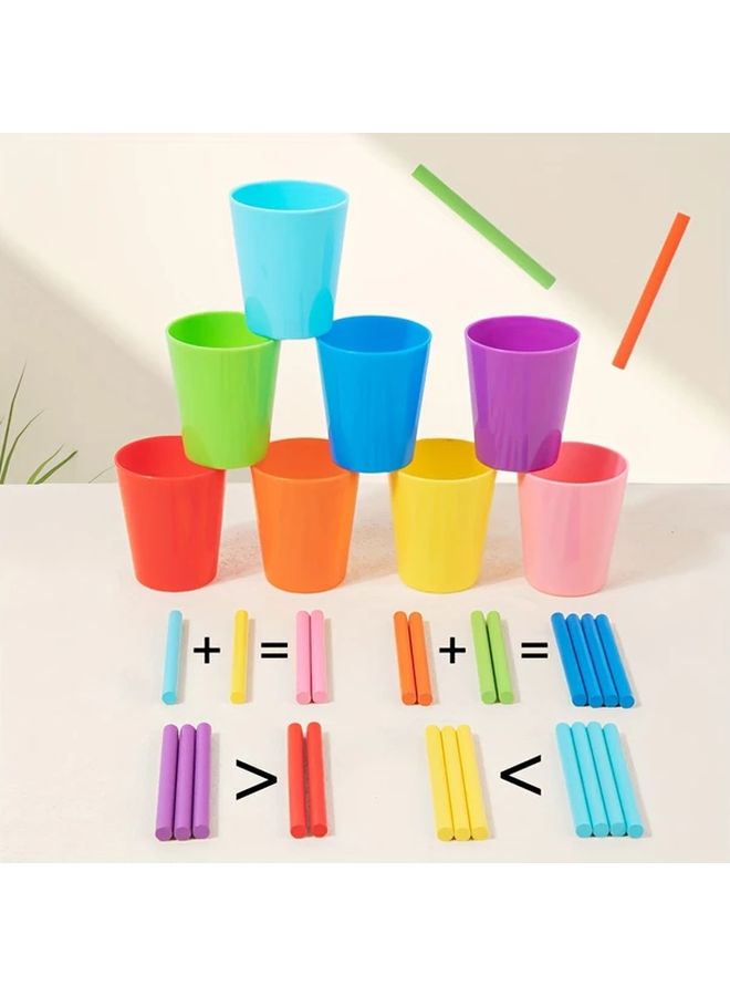 Wooden Educational Arithmetic Classification Cup For Learning Color Recognition Number Matching Sorting Toy - Image 1