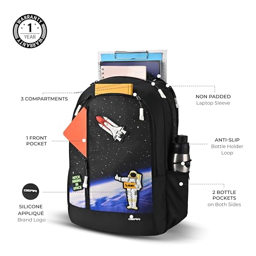 Gear Astro Cab 3 Compartment Backpack 17"/30L Medium Water Resistant School Bag/Casual 3 Compartment Backpack/Daypack/Kids Bag for Boys/Girls (Black-Blue) - Image 4