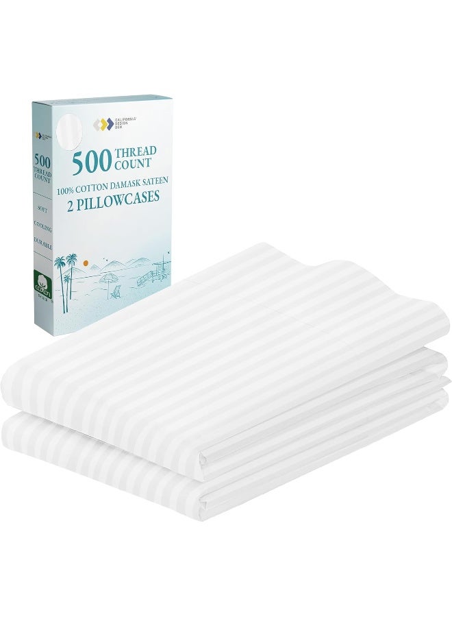 California Design Den CALIFORNIA DESIGN DEN Soft & Silky 500 Thread Count 100% Cotton Pillow Cases - Image 1