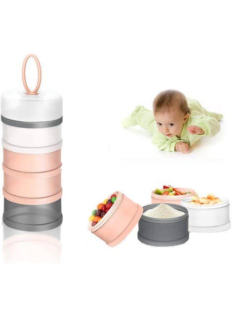 Non-Spill Portable Stackable Baby Milk Powder Dispenser, Snack Storage Container, Bpa Free, 4 Layer