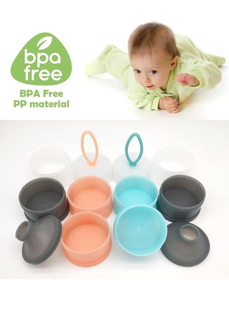 Non-Spill Portable Stackable Baby Milk Powder Dispenser, Snack Storage Container, Bpa Free, 4 Layer