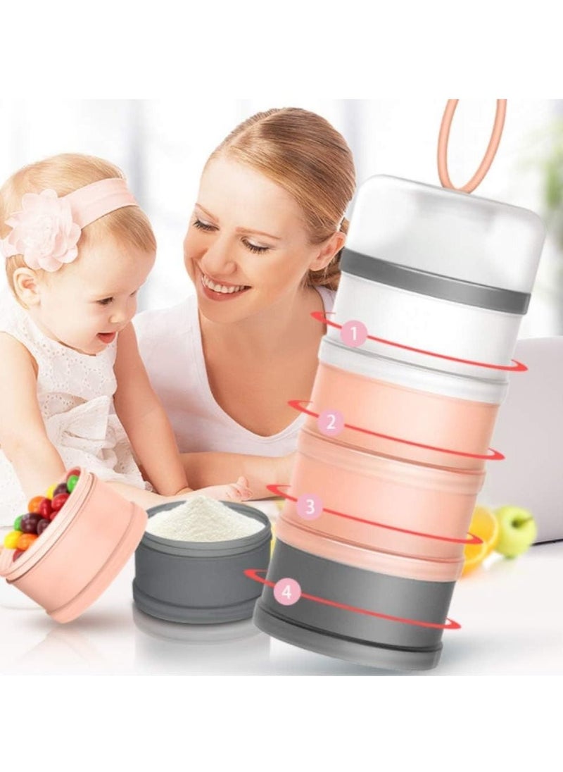 Non-Spill Portable Stackable Baby Milk Powder Dispenser, Snack Storage Container, Bpa Free, 4 Layer