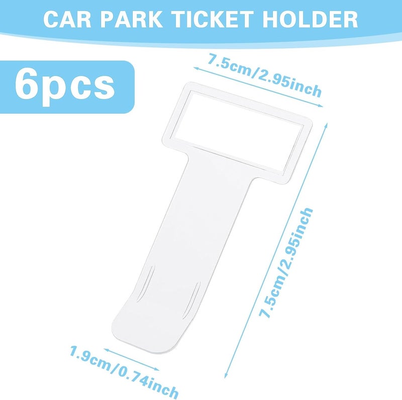 HEAVY DRIVER® 6 Pcs Car Windshield Parking Ticket Holder Transparent Car Parking Ticket Holder Clip with Adhesive Tape Plastic Auto Accessories Clip for Car Windscreen Window - Image 2