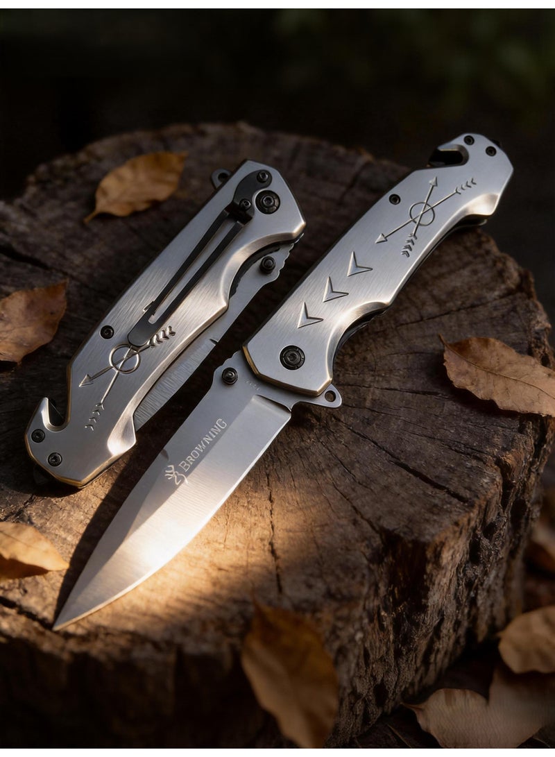 Browning Pocket Knife All-Steel Folding Knife Outdoor Camping Knife - Image 1