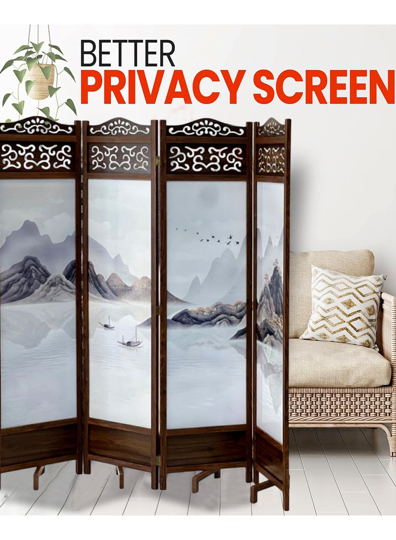 Living Room Divider 4 Panel Room Partition, Foldable Freestanding 180*200 CM - Image 4