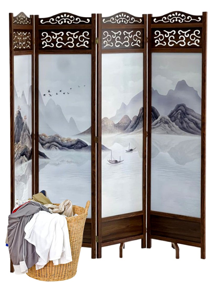 Living Room Divider 4 Panel Room Partition, Foldable Freestanding 180*200 CM - Image 3