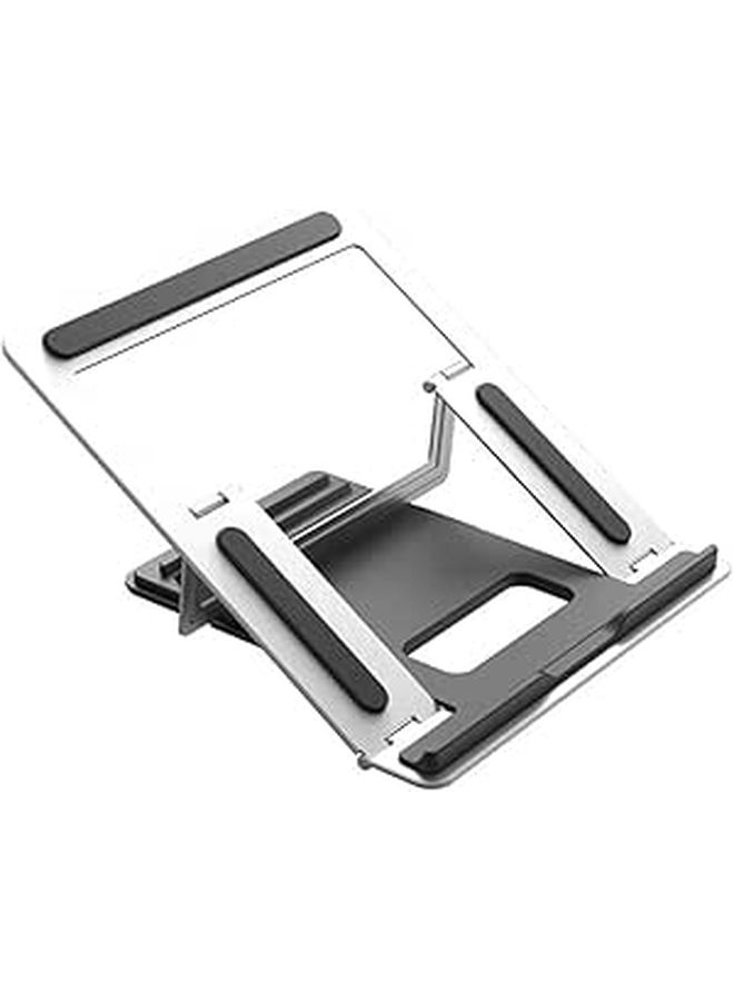 Silver Alloy Laptop Stand Adjustable Height Notebook Shelf For Office Desk Home Work - Image 1
