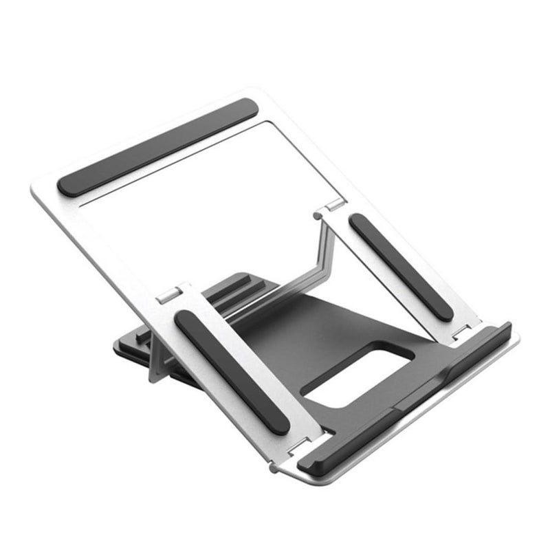 Silver Alloy Laptop Stand Adjustable Height Notebook Shelf For Office Desk Home Work - Image 2