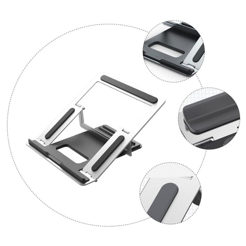 Silver Alloy Laptop Stand Adjustable Height Notebook Shelf For Office Desk Home Work - Image 4