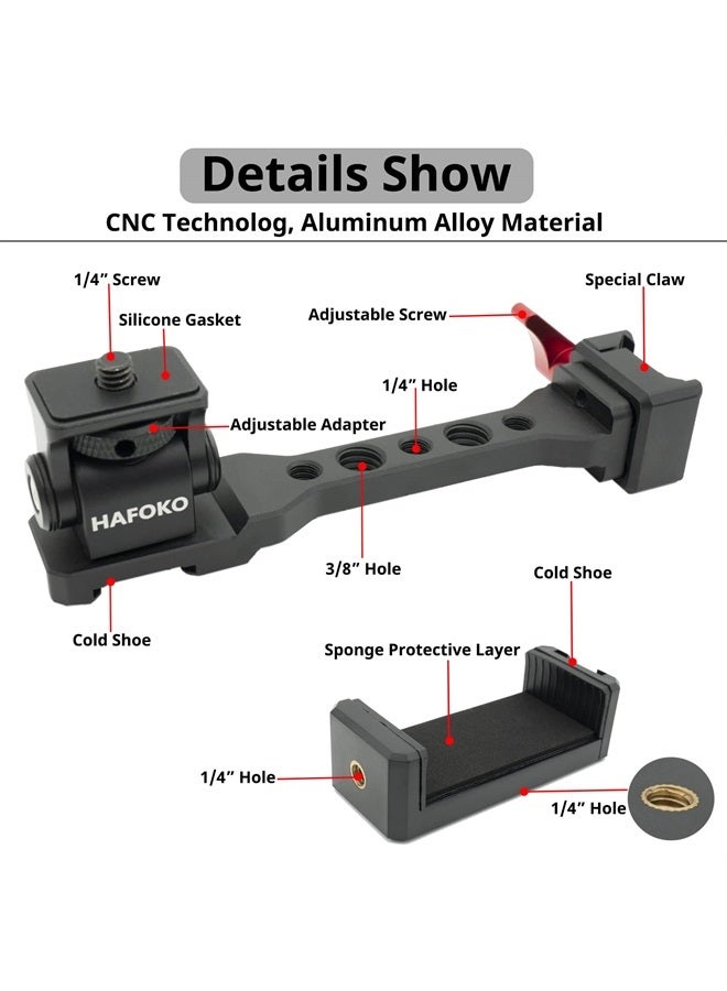HAFOKO RS3 Gimbal Monitor Mount RS2 Handle Extension Plate Metal with 1/4" Thread Cold Shoe Mount for Mic Light Stand Compatible for DJI Ronin S3 /RS3 PRO/RS2/RSC2 Gimbal Stabilizer - Image 5