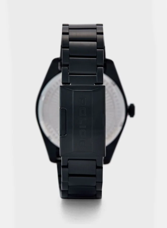 بوليس Raglan Black Dial Black Stainless Steel Bracelet Analog Watch for Men 44mm