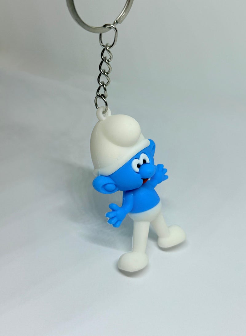 Cartoon keychain, kids keychain, funny keychain, girls keychain, boys keychain, keychain pendant, wallet and bag pendant, keychain pendant for car, wallet, bag. Cartoon character keychain, cute gift for the blue smurfs. - Image 1