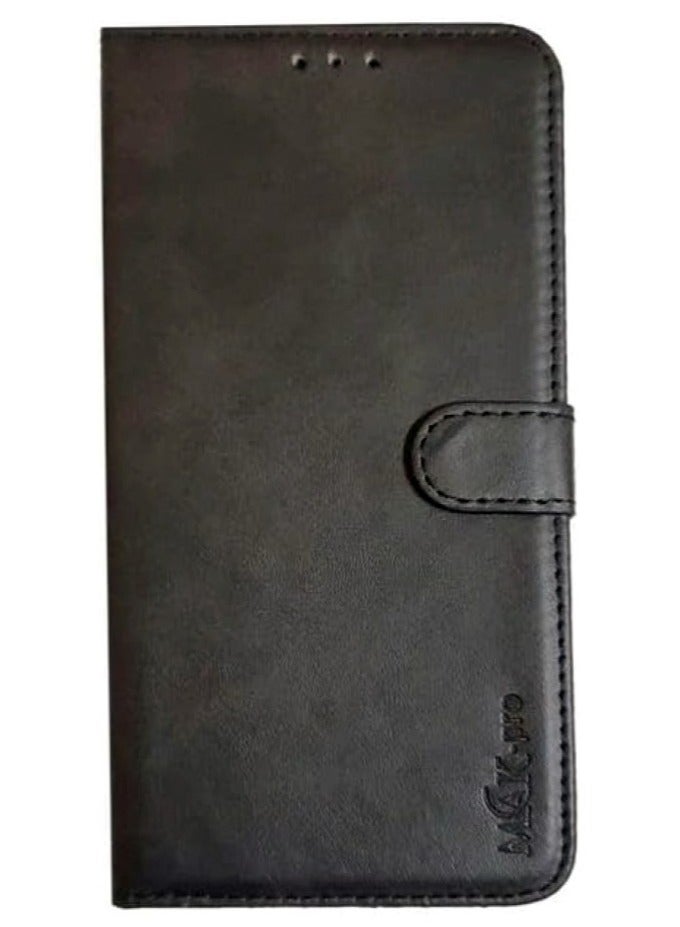 Wallet Flip Case Compatible with Xiaomi Redmi Note 10/10s Made of PU Leather with Card Holder, Stand and Shockproof Phone Cover - Black