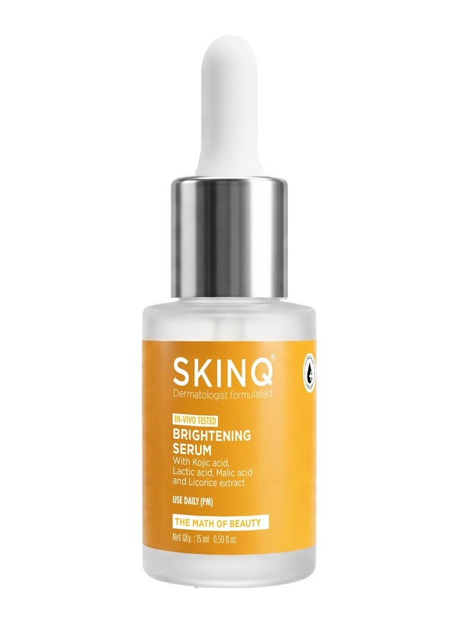 SKINQ Brightening Face Serum with Malic & Lactic Acid | Reduces Tan, Pigmentation & Dark Spots | Exfoliates & Brightens Skin | Repairs Sun-Damaged Skin | In-Vivo Tested | Dermat Formulated | 15ml - Image 1
