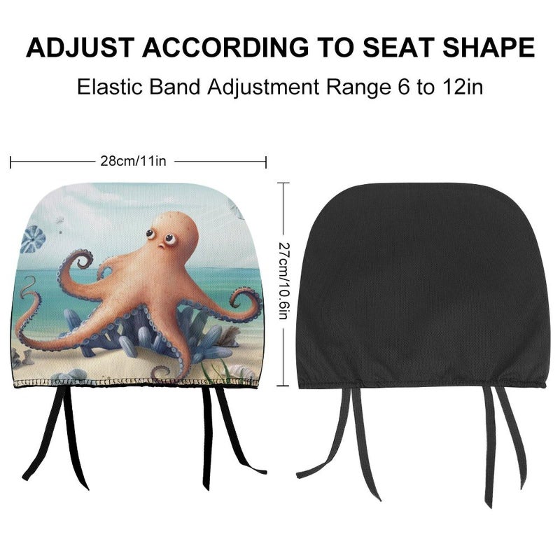 Universal Car Headrest Cover 1 PCS Soft Elastic Beach Octopus Starfish Design - Image 3